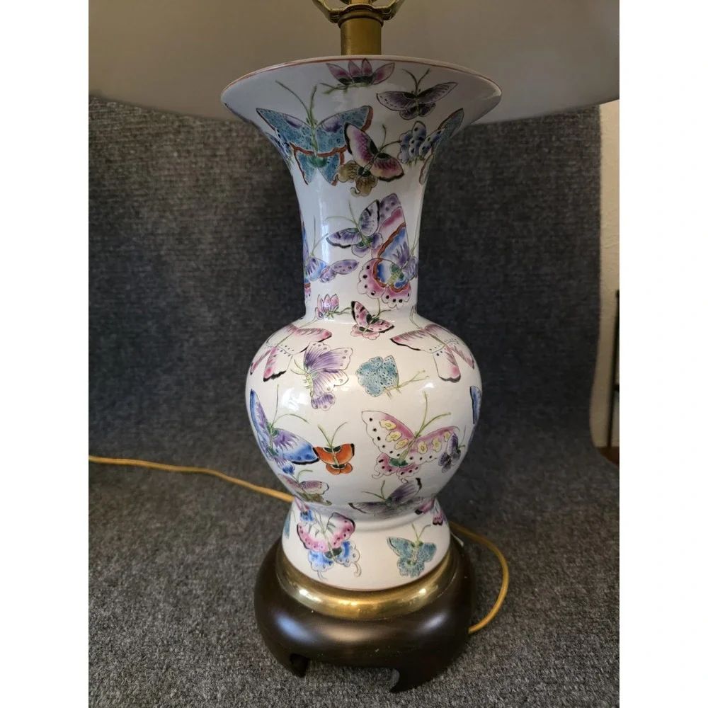 Rare Regency Frederick Cooper Mariposa Butterfly Table Lamps W Original Shades